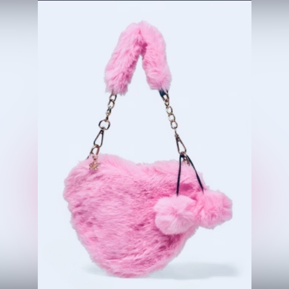 Chic Pink Furry Kids Bag